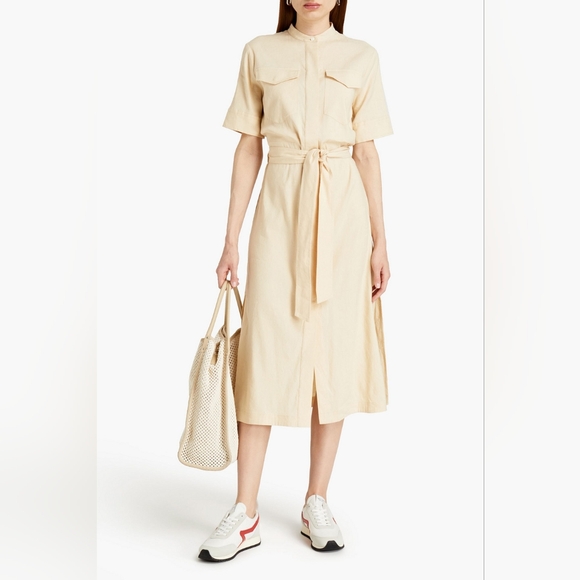 Rag & Bone Selma Midi Shirt Dress in Khaki Tan Size Large - Picture 1 of 15